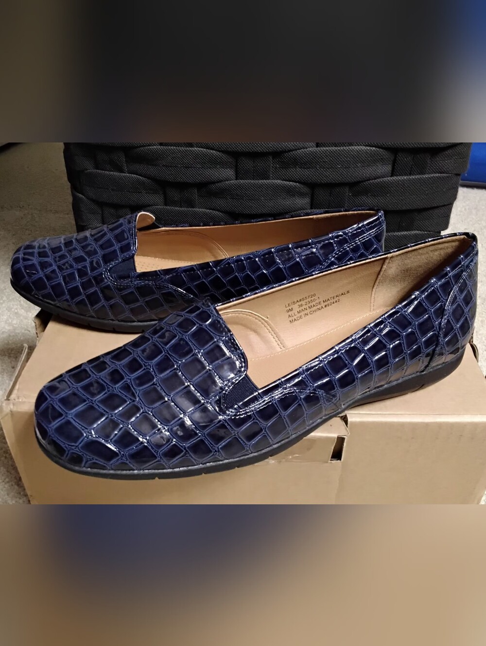 Comfortview Leisa Croc-Embossed Slip-On Flat Loafers, Navy, Size 9 - Picture 3 of 6